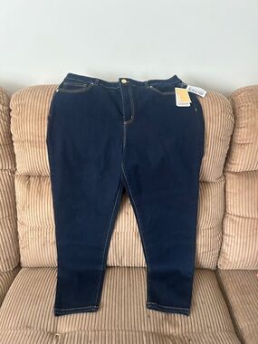 Michael Kors Navy Pull-On Jeggings with Gold Stitching